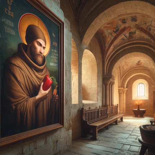 pintura de un monje del monasterio de la ñora