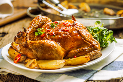 pollo asado con verduras